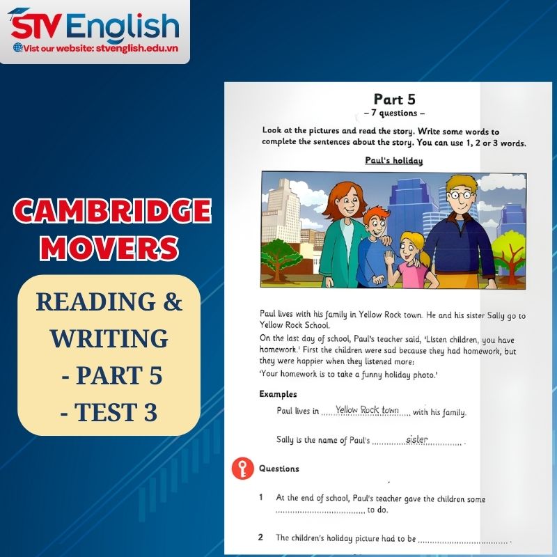Reading & Writing Movers: Part 5 (Test 3) Reading & Writing Movers: Part 5 (Test 3)