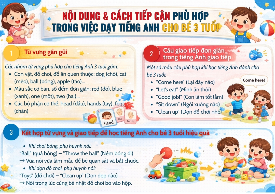 Tiếng Anh cho bé 3 tuổi: Học thế nào để hiệu quả và không áp lực? Tiếng Anh cho bé 3 tuổi: Học thế nào để hiệu quả và không áp lực?