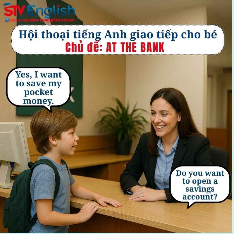 Mẫu hội thoại tiếng Anh giao tiếp cho bé: Chủ đề At the Bank Mẫu hội thoại tiếng Anh giao tiếp cho bé: Chủ đề At the Bank