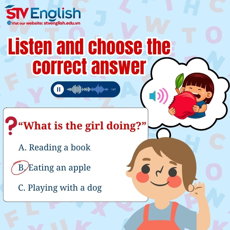 Tiếng Anh giao tiếp: Các dạng bài kiểm tra nghe tiếng Anh cho trẻ em Tiếng Anh giao tiếp: Các dạng bài kiểm tra nghe tiếng Anh cho trẻ em
