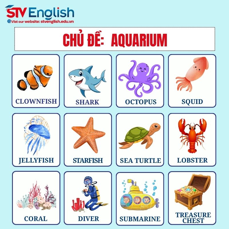 Từ vựng tiếng Anh giao tiếp cho bé: Chủ đề Aquarium Từ vựng tiếng Anh giao tiếp cho bé: Chủ đề Aquarium
