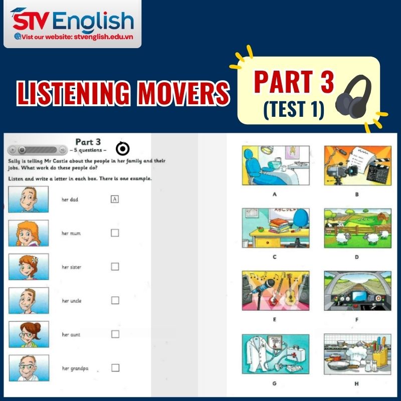Hướng dẫn giải đề Listening Movers Part 3 - Test 1 Hướng dẫn giải đề Listening Movers Part 3 - Test 1