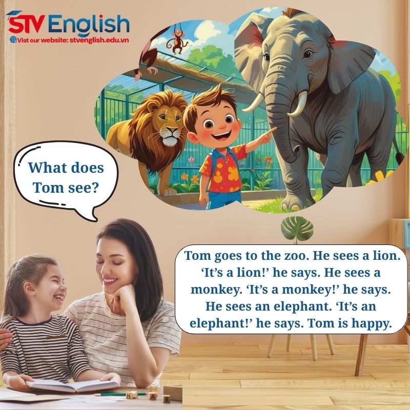 Dạy tiếng Anh giao tiếp cho bé qua hoạt động kể chuyện ngắn với mẫu câu đơn giản Dạy tiếng Anh giao tiếp cho bé qua hoạt động kể chuyện ngắn với mẫu câu đơn giản