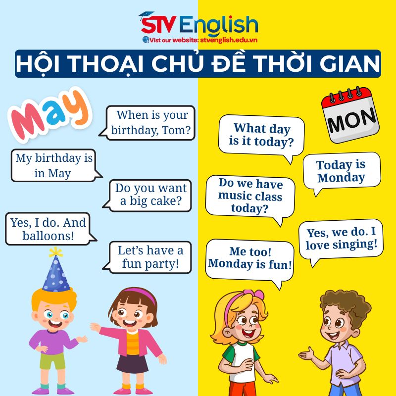 Mẫu hội thoại tiếng Anh giao tiếp cho bé chủ đề Calendar Mẫu hội thoại tiếng Anh giao tiếp cho bé chủ đề Calendar