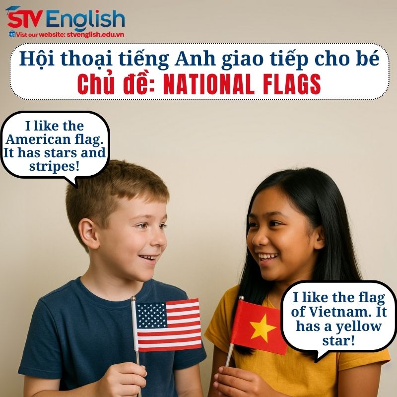 Mẫu hội thoại tiếng Anh giao tiếp cho bé: Chủ đề National Flags Mẫu hội thoại tiếng Anh giao tiếp cho bé: Chủ đề National Flags