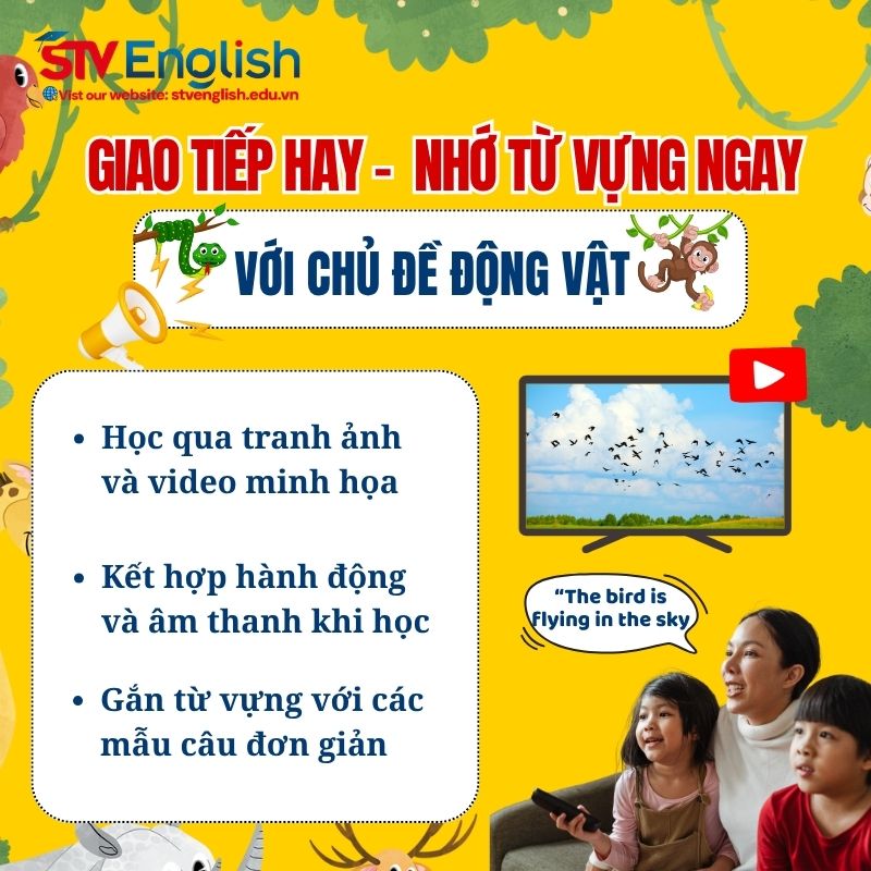 Cách bé học từ vựng tiếng Anh giao tiếp chủ đề động vật Cách bé học từ vựng tiếng Anh giao tiếp chủ đề động vật