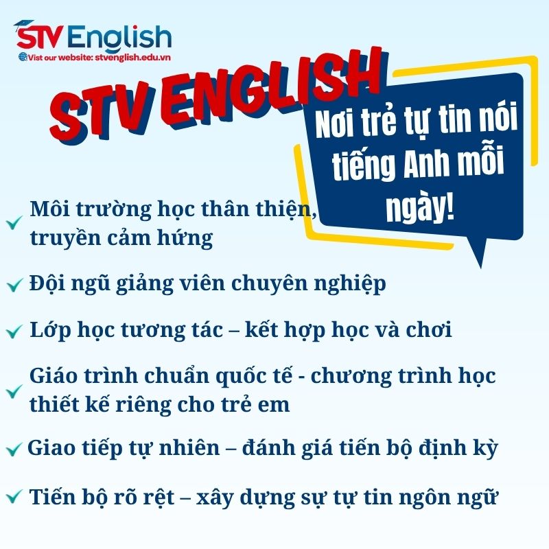 STV English – Môi trường học tiếng Anh giao tiếp trẻ em- nơi bé “mê tít” STV English – Môi trường học tiếng Anh giao tiếp trẻ em- nơi bé “mê tít”