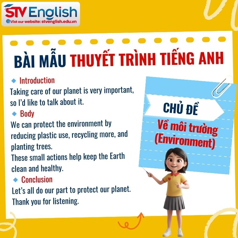 Bài mẫu thuyết trình tiếng Anh: Về môi trường (Environment) Bài mẫu thuyết trình tiếng Anh: Về môi trường (Environment)