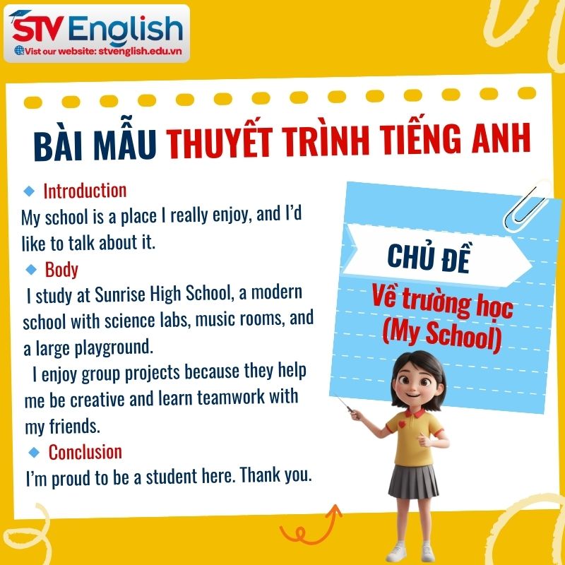 Bài mẫu thuyết trình tiếng Anh: Về trường học (My School) Bài mẫu thuyết trình tiếng Anh: Về trường học (My School)