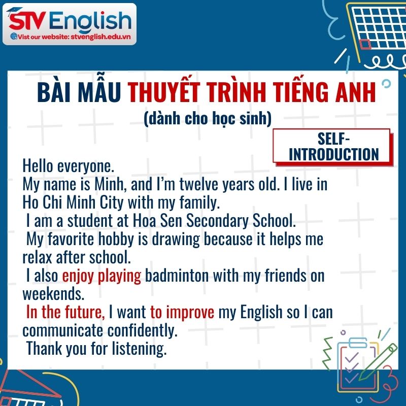 Mẫu bài thuyết trình tiếng Anh về bản thân (Self-Introduction) Mẫu bài thuyết trình tiếng Anh về bản thân (Self-Introduction)