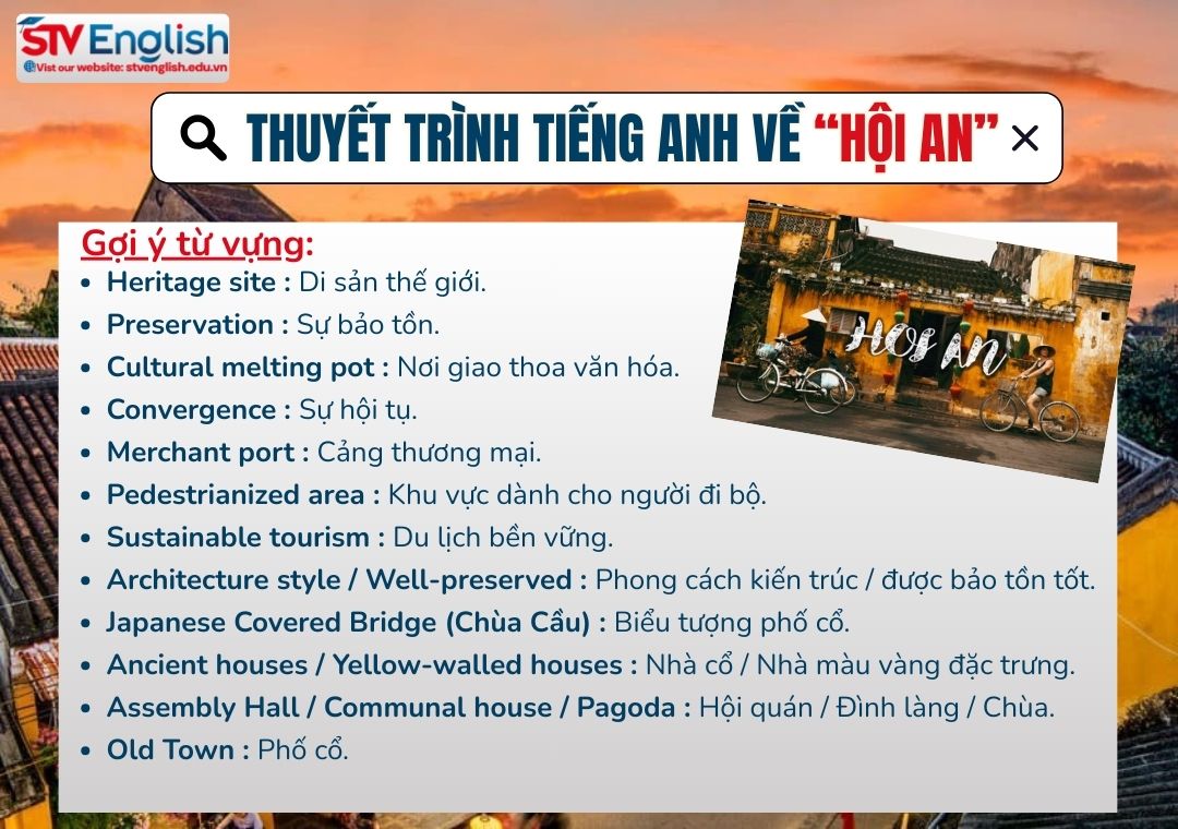 Từ vựng bài thuyết trình tiếng Anh về Hội An: Hướng dẫn chi tiết Từ vựng bài thuyết trình tiếng Anh về Hội An: Hướng dẫn chi tiết