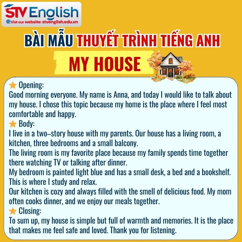 Bài thuyết trình tiếng Anh về ngôi nhà (My House) Bài thuyết trình tiếng Anh về ngôi nhà (My House)