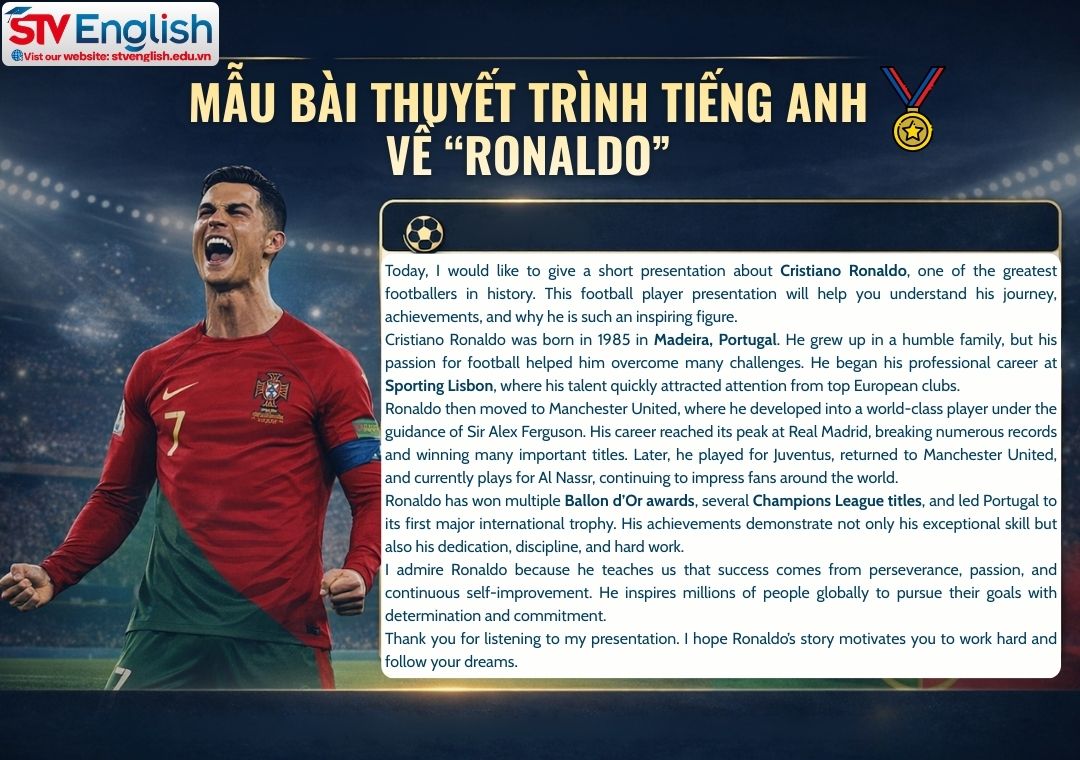 Bài thuyết trình tiếng Anh về Ronaldo Bài thuyết trình tiếng Anh về Ronaldo