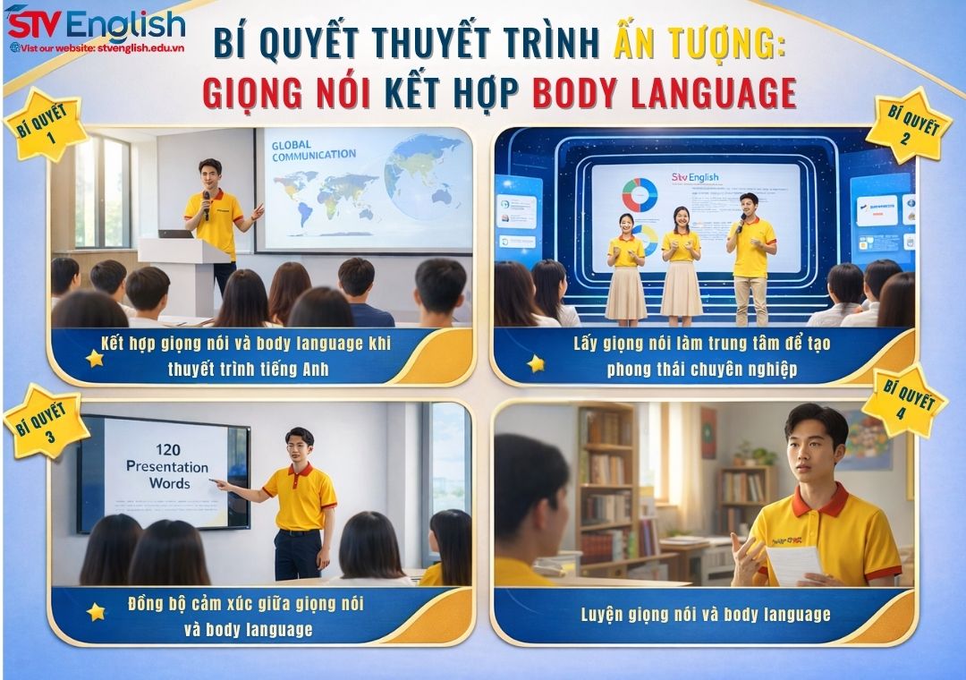 Bí quyết thuyết trình một cách đầy ấn tượng: Làm chủ ngữ điệu & body language Bí quyết thuyết trình một cách đầy ấn tượng: Làm chủ ngữ điệu & body language