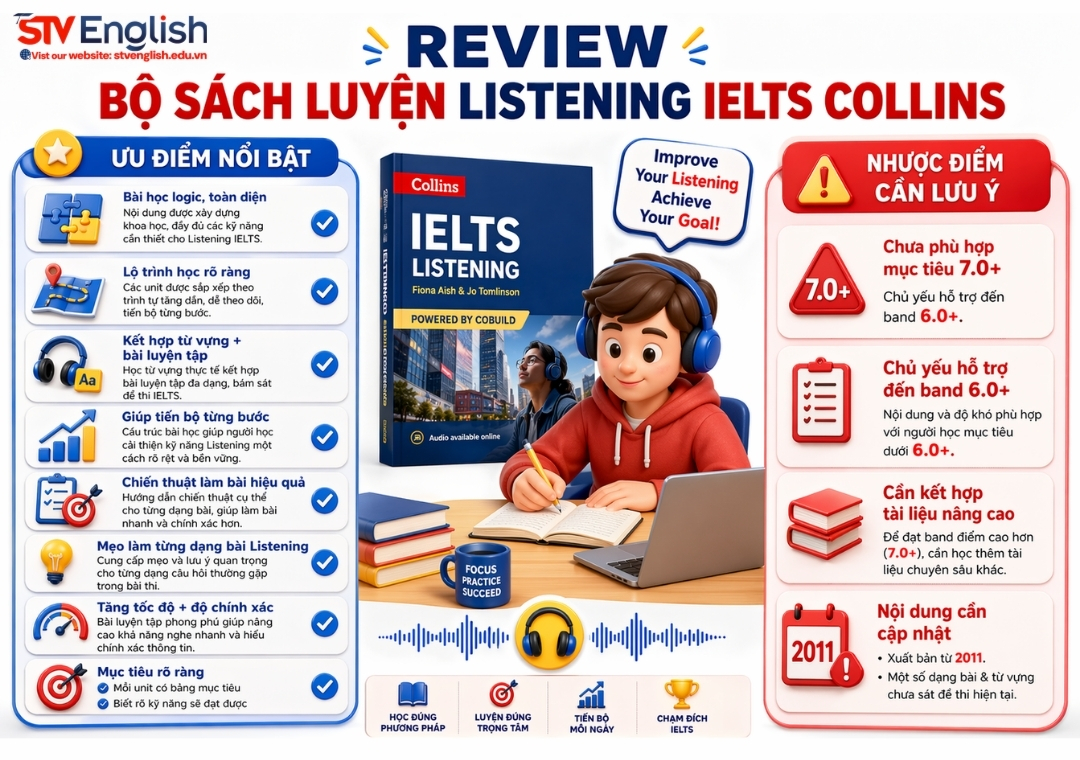 Review bộ sách luyện Listening IELTS Collins Review bộ sách luyện Listening IELTS Collins