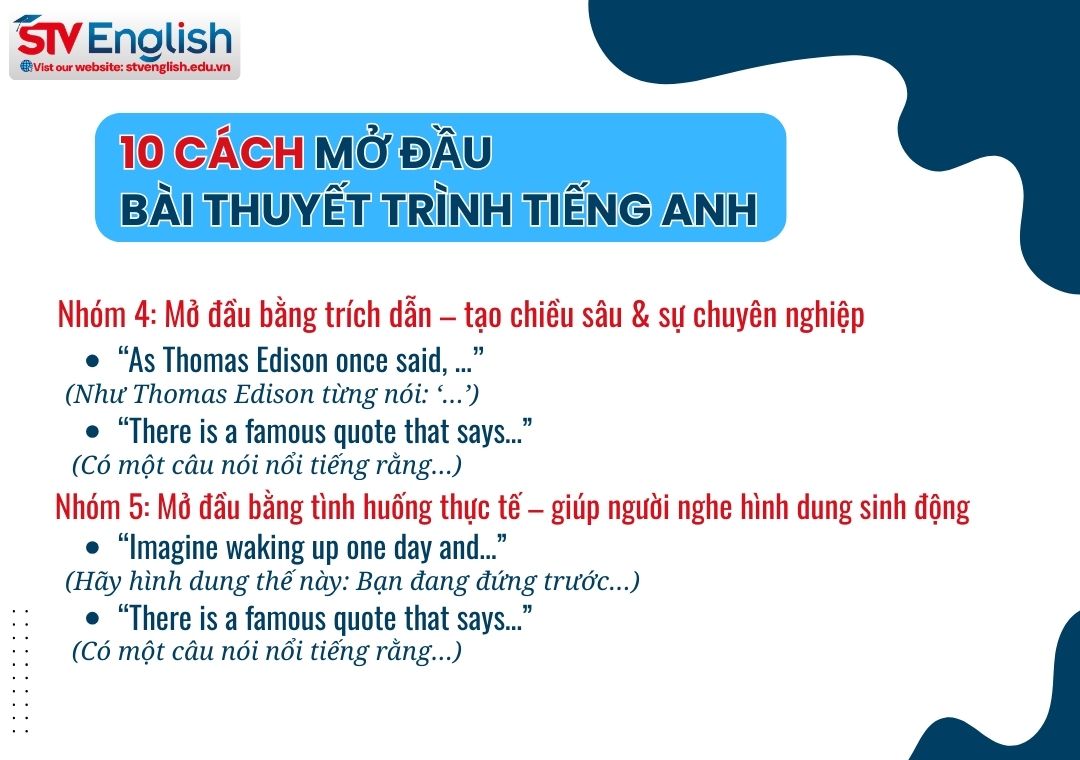 Cách mở đầu bài thuyết trình tiếng Anh thu hút Cách mở đầu bài thuyết trình tiếng Anh thu hút
