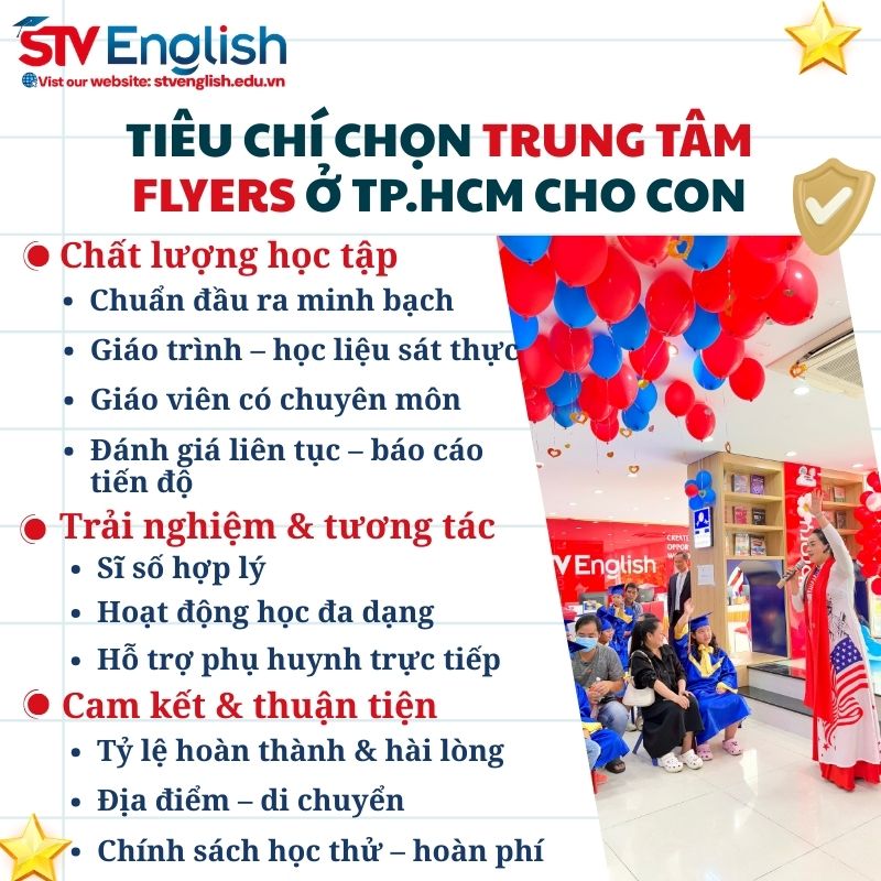 Tiêu chí chọn Trung tâm luyện thi Flyers uy tín cho bé. Tiêu chí chọn Trung tâm luyện thi Flyers uy tín cho bé.
