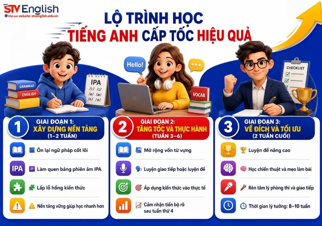 Lộ trình học tiếng Anh cấp tốc Bình Tân Lộ trình học tiếng Anh cấp tốc Bình Tân
