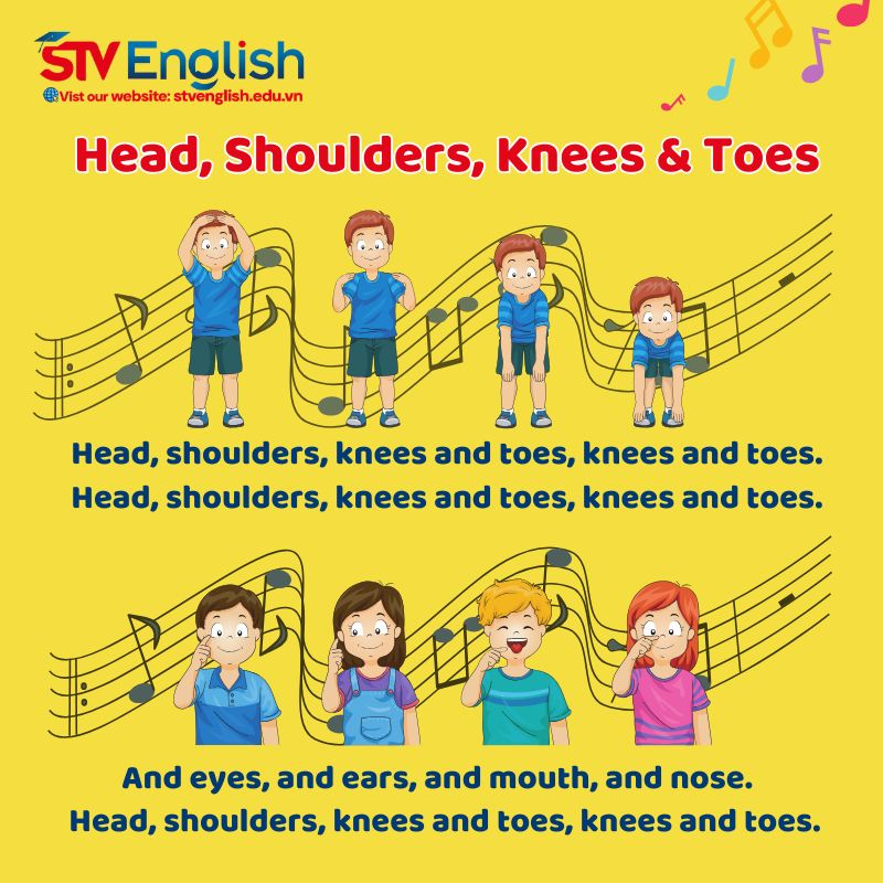 Bé học tiếng Anh giao tiếp qua bài hát "Head, Shoulders, Knees and Toes" Bé học tiếng Anh giao tiếp qua bài hát "Head, Shoulders, Knees and Toes"