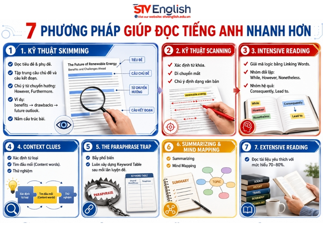How to improve your Reading skills – 7 phương pháp giúp đọc tiếng Anh nhanh hơn How to improve your Reading skills – 7 phương pháp giúp đọc tiếng Anh nhanh hơn