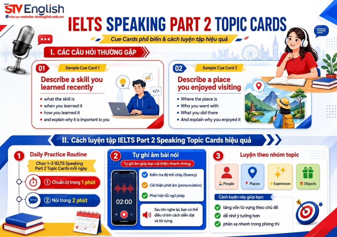 IELTS Speaking Part 2 Topic Cards: Cue Cards phổ biến & cách luyện tập IELTS Speaking Part 2 Topic Cards: Cue Cards phổ biến & cách luyện tập