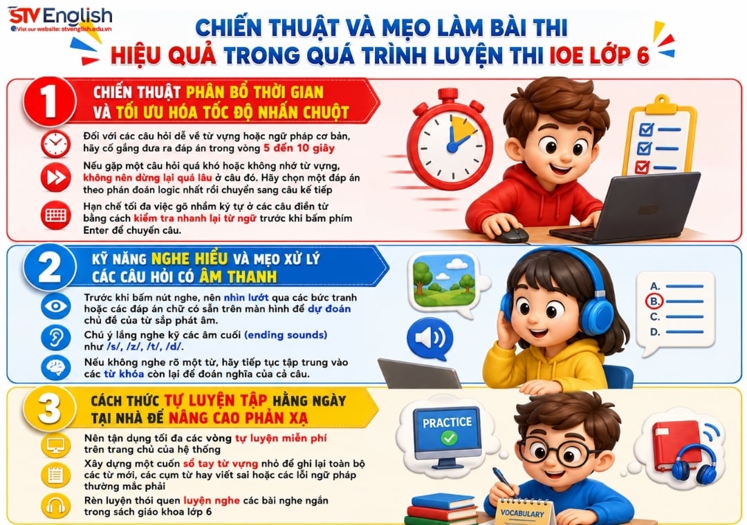 Chiến thuật và mẹo làm bài thi IOE lớp 6 Chiến thuật và mẹo làm bài thi IOE lớp 6