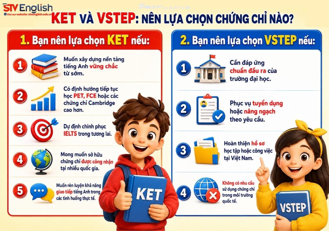 Lựa chọn chứng chỉ KET và VSTEP Lựa chọn chứng chỉ KET và VSTEP