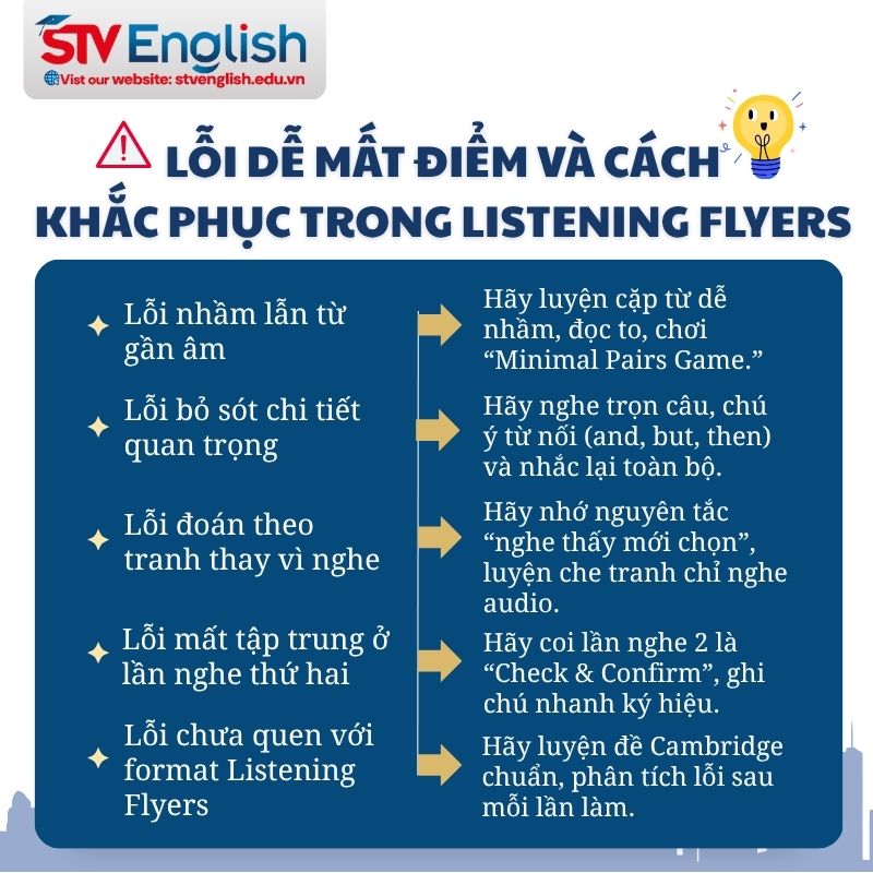 Listening Flyers: Lỗi dễ mất điểm và cách khắc phục. Listening Flyers: Lỗi dễ mất điểm và cách khắc phục.