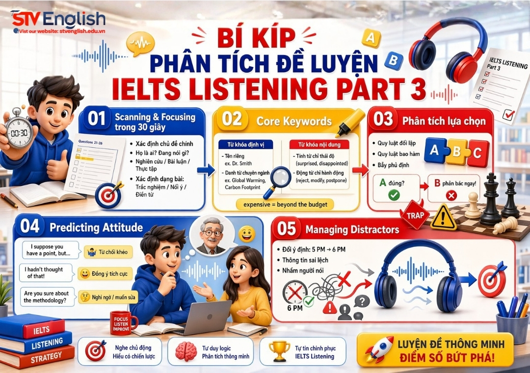 Bí kíp phân tích đề luyện IELTS Listening Part 3 Bí kíp phân tích đề luyện IELTS Listening Part 3