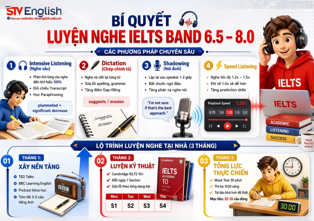 Bí quyết luyện nghe IELTS band 6.5 – 8.0 Bí quyết luyện nghe IELTS band 6.5 – 8.0