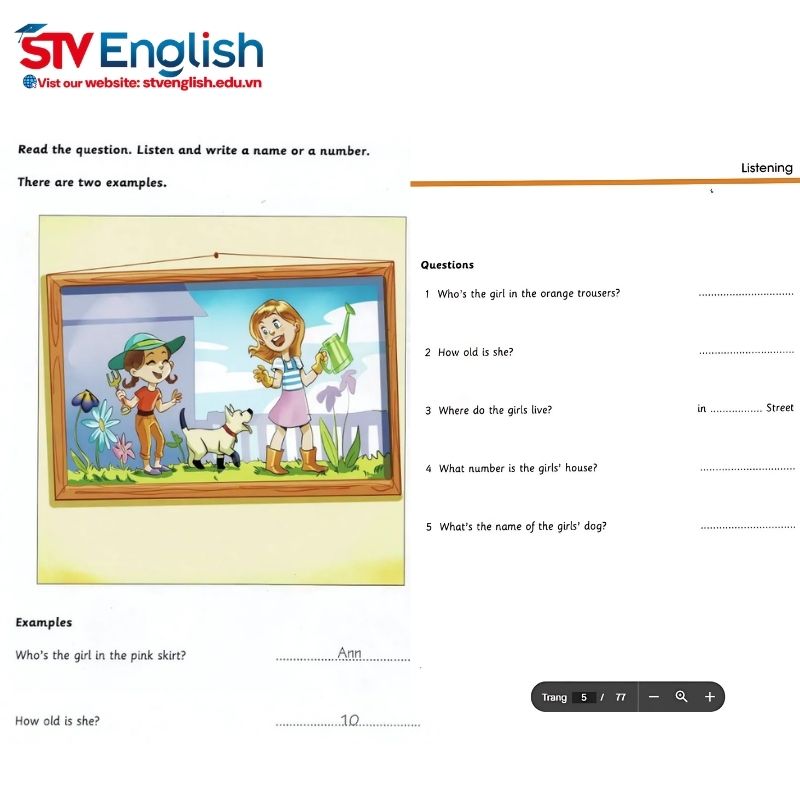 Mẫu đề thi Listening của Starters Cambridge Mẫu đề thi Listening của Starters Cambridge