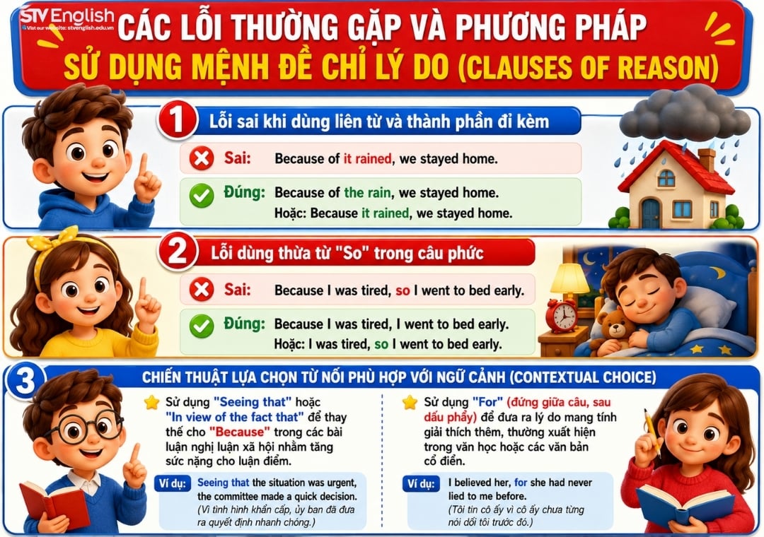 Các lỗi thường gặp khi dùng mệnh đề chỉ lý do (Clauses of Reason) Các lỗi thường gặp khi dùng mệnh đề chỉ lý do (Clauses of Reason)