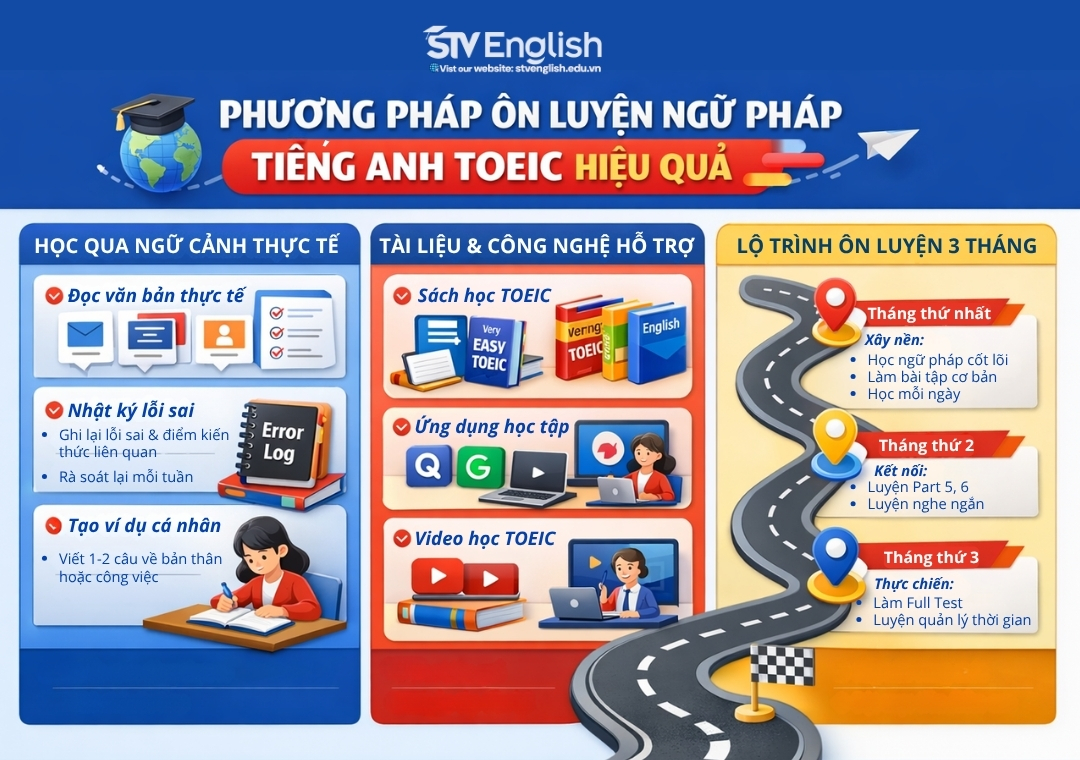 Ngữ pháp tiếng Anh TOEIC: Lộ trình xây dựng nền tảng vững chắc Ngữ pháp tiếng Anh TOEIC: Lộ trình xây dựng nền tảng vững chắc