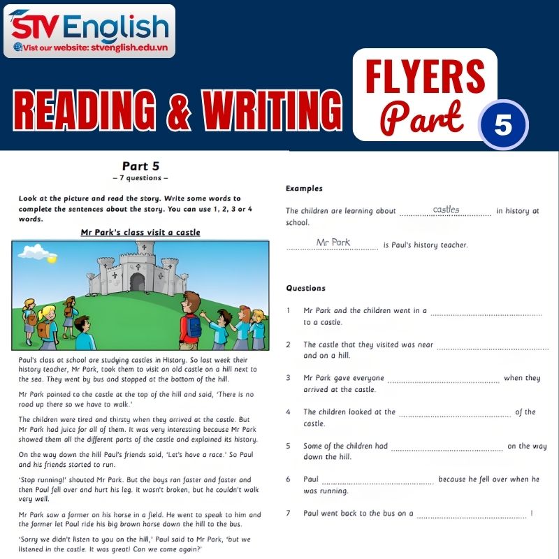 Reading & Writing Flyers: Part 5 - Complete the sentences based on the story Reading & Writing Flyers: Part 5 - Complete the sentences based on the story