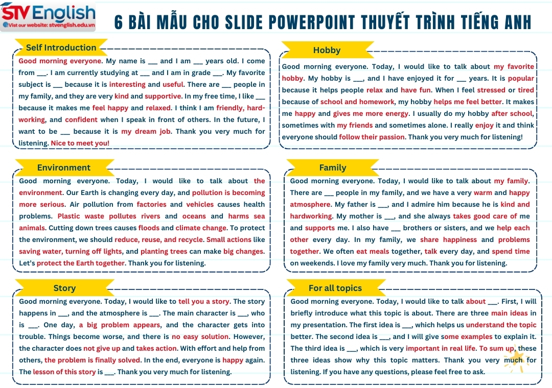 Slide PowerPoint thuyết trình tiếng Anh cho học sinh: 6 mẫu dễ dùng Slide PowerPoint thuyết trình tiếng Anh cho học sinh: 6 mẫu dễ dùng