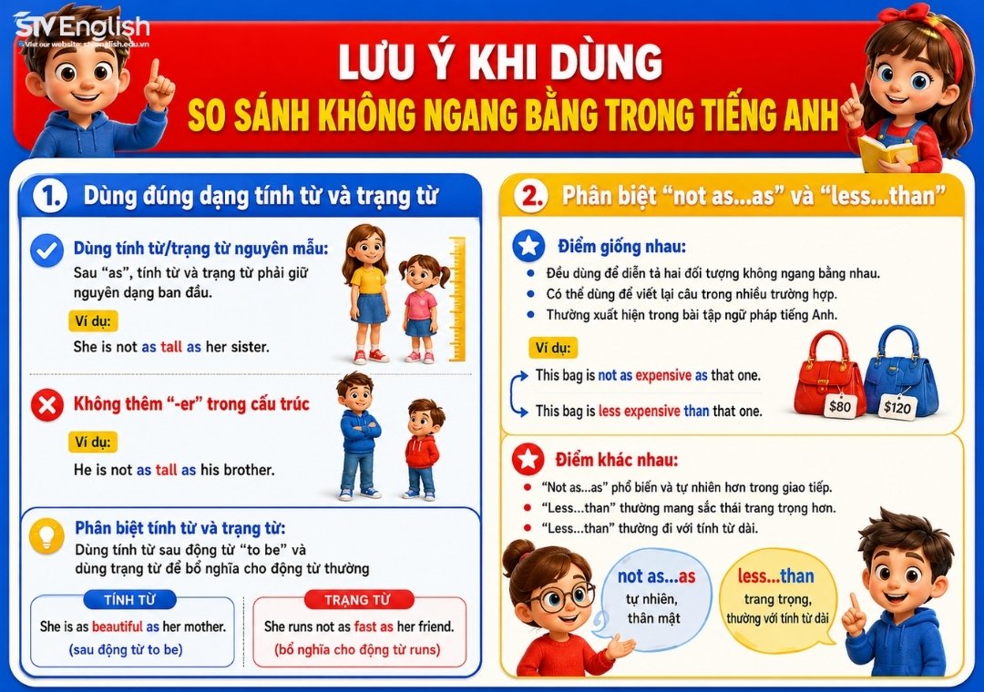 Lưu ý khi dùng so sánh không ngang bằng trong tiếng Anh Lưu ý khi dùng so sánh không ngang bằng trong tiếng Anh