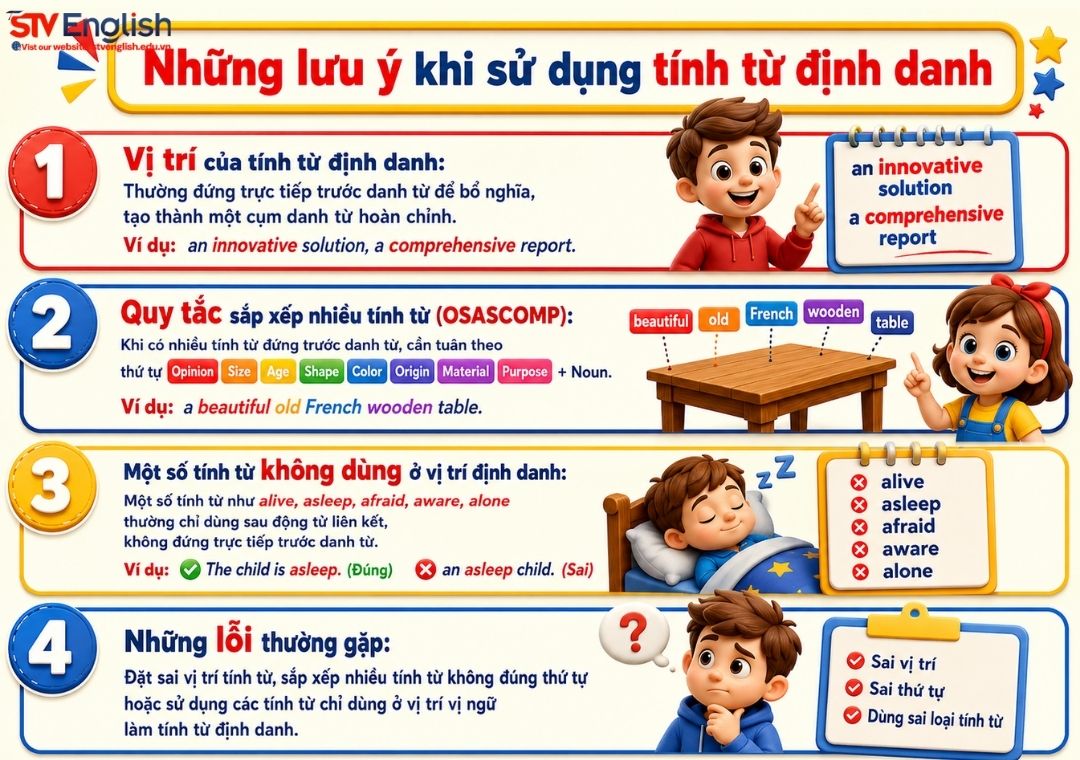 Những lưu ý khi sử dụng tính từ định danh Những lưu ý khi sử dụng tính từ định danh