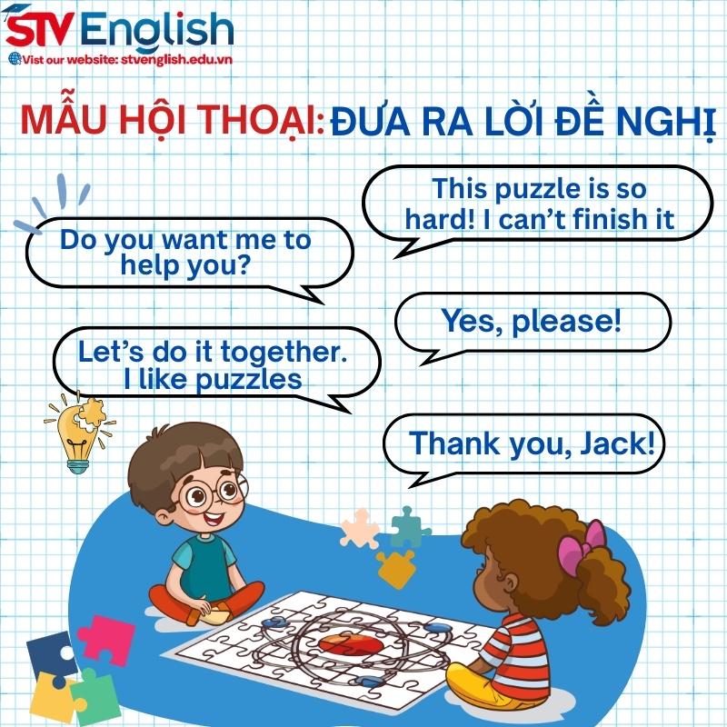 Tiếng anh giao tiếp cho trẻ em: Mẫu hỗi thoại đưa ra lời đề nghị Tiếng anh giao tiếp cho trẻ em: Mẫu hỗi thoại đưa ra lời đề nghị