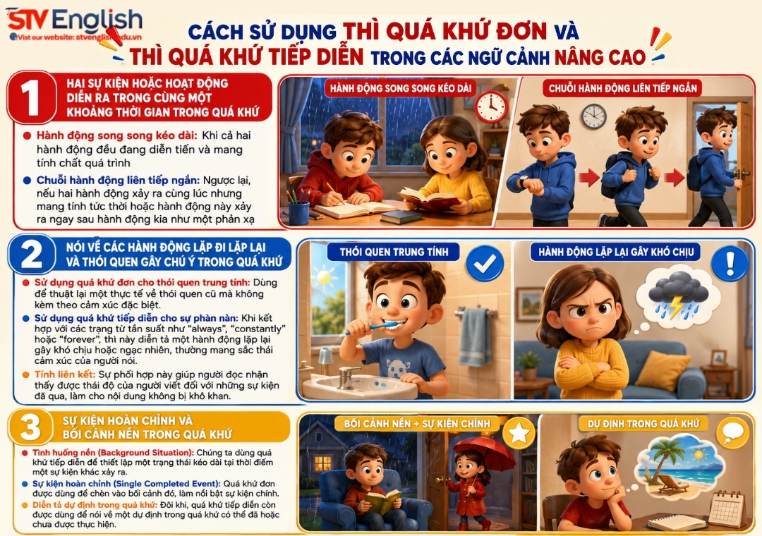 Cách sử dụng thì quá khứ đơn và thì quá khứ tiếp diễn Cách sử dụng thì quá khứ đơn và thì quá khứ tiếp diễn