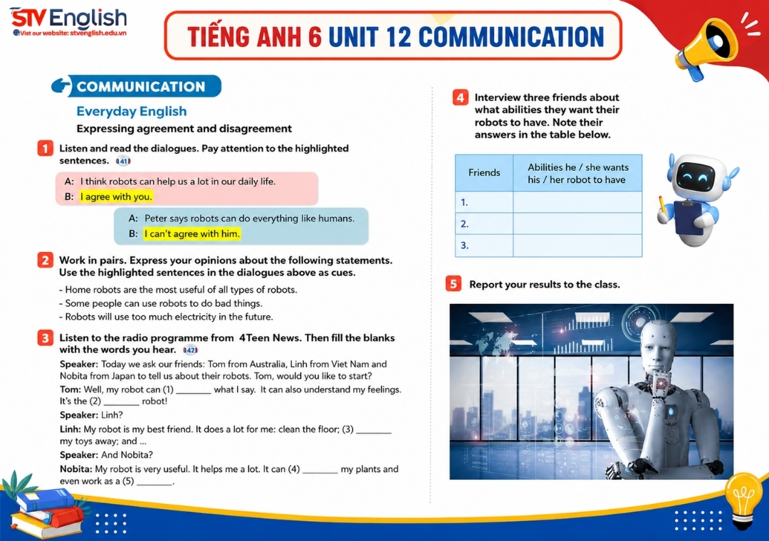 Tiếng Anh 6 Unit 12 Communication trang 63 tập 2 Global Success Tiếng Anh 6 Unit 12 Communication trang 63 tập 2 Global Success