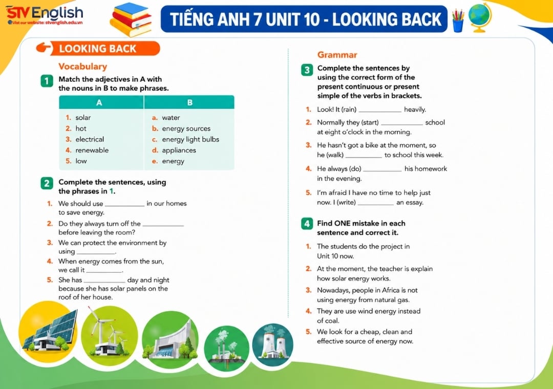 Tiếng Anh 7 Unit 10 Looking Back Tiếng Anh 7 Unit 10 Looking Back