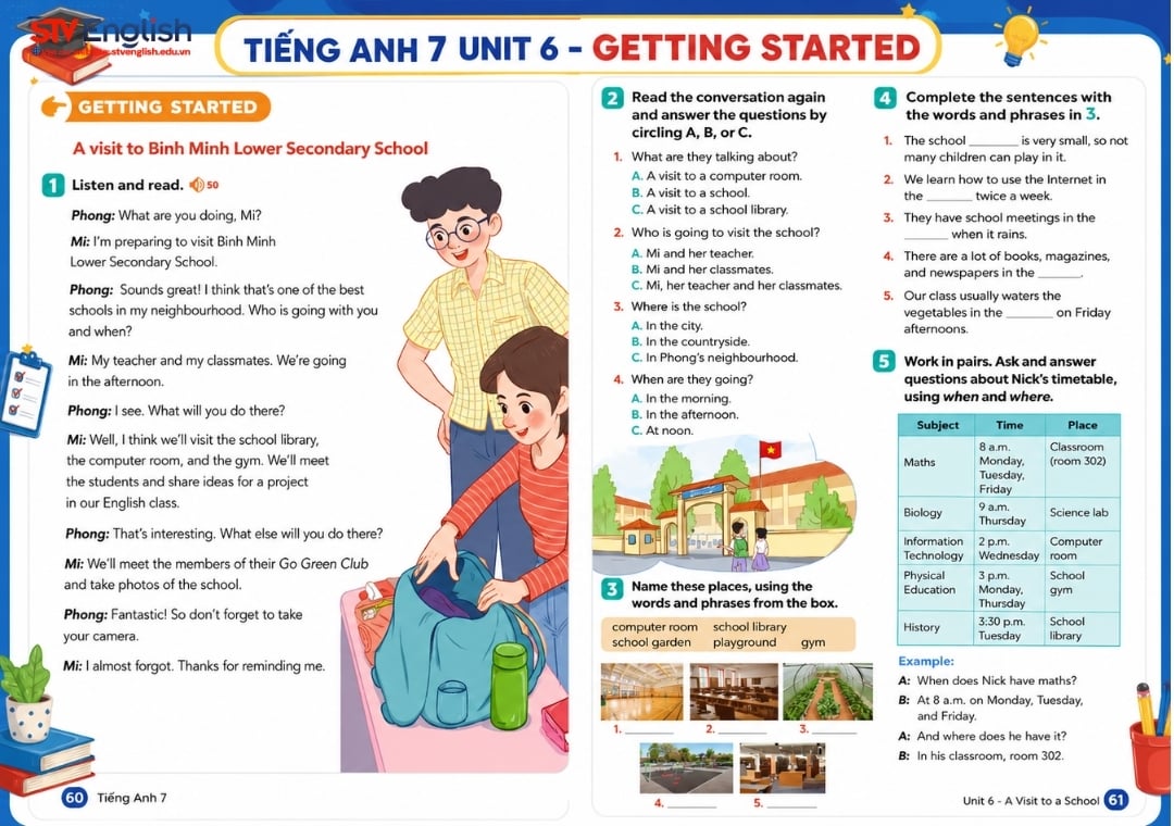 Bài tập tiếng Anh 7 Unit 6 - Getting Started Bài tập tiếng Anh 7 Unit 6 - Getting Started