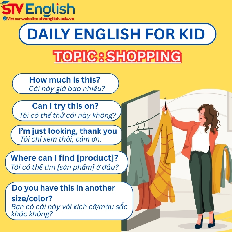 Tiếng anh giao tiếp cho trẻ em: Chủ đề Shopping Tiếng anh giao tiếp cho trẻ em: Chủ đề Shopping