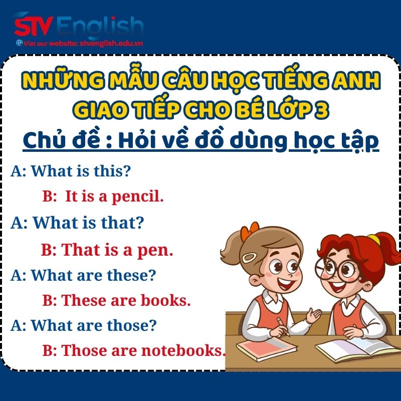 Tiếng Anh giao tiếp cho bé lớp 3: Chủ đề hỏi về đồ dùng học tập Tiếng Anh giao tiếp cho bé lớp 3: Chủ đề hỏi về đồ dùng học tập