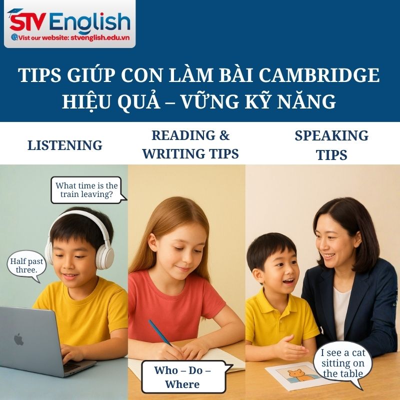 Tips giúp con làm bài thi Cambridge Starters - Movers - Flyers hiệu quả Tips giúp con làm bài thi Cambridge Starters - Movers - Flyers hiệu quả