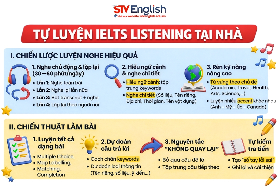 Tự luyện IELTS Listening tại nhà Tự luyện IELTS Listening tại nhà