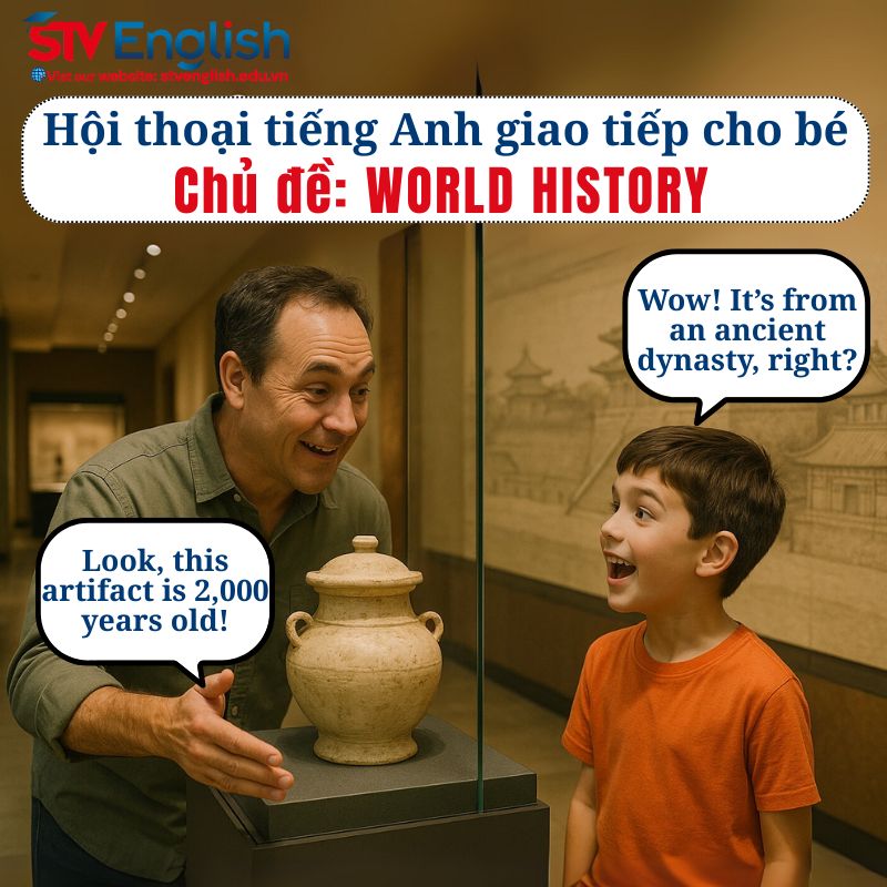 Mẫu hội thoại tiếng Anh giao tiếp cho bé: Chủ đề "World History" Mẫu hội thoại tiếng Anh giao tiếp cho bé: Chủ đề "World History"