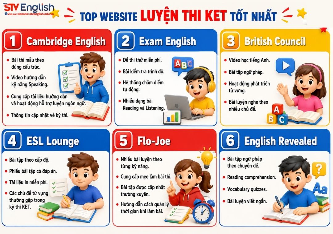 Các website luyện thi KET hiệu quả giúp học sinh ôn tập chủ động Các website luyện thi KET hiệu quả giúp học sinh ôn tập chủ động