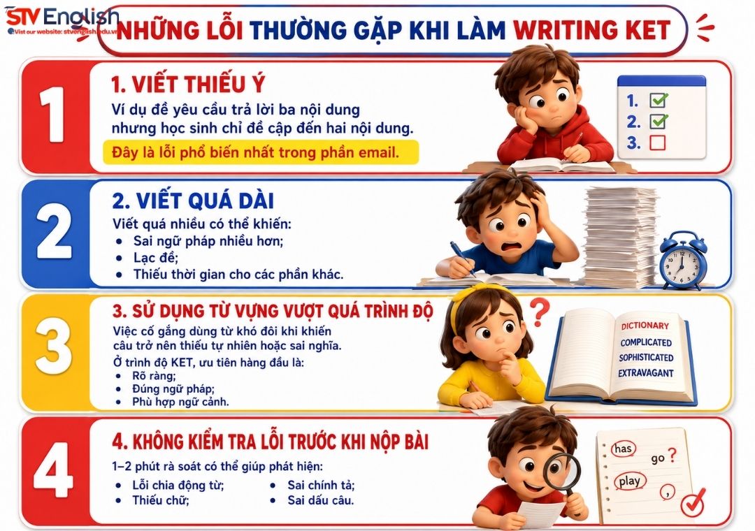 Những lỗi thường gặp khi làm writing KET Những lỗi thường gặp khi làm writing KET