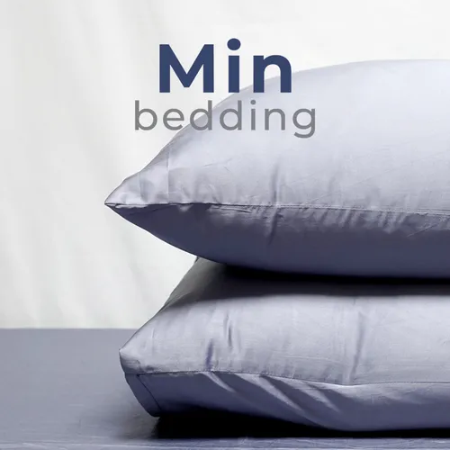 Bộ 1 ra bọc + 2 vỏ gối nằm 45x65cm 100% cotton Min Bedding màu hồng, xám